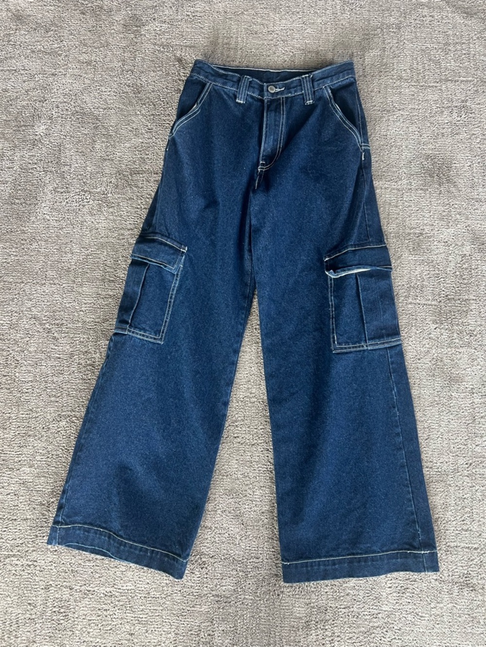 J. Galt Wide-Leg Cargo Jeans for Women in Dark Blue Small Like New - Picture 10 of 11